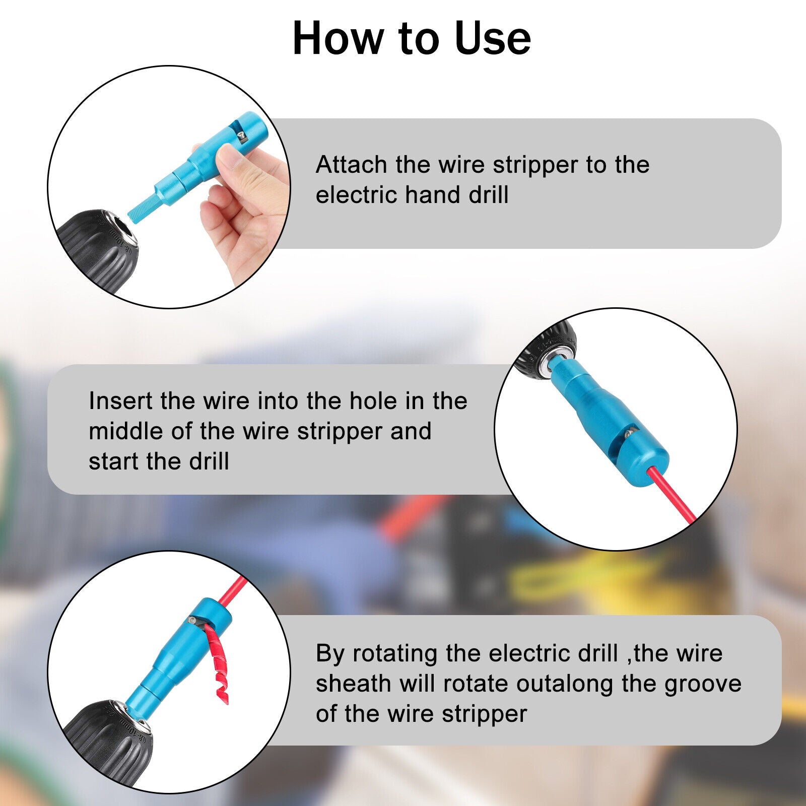 Wire Stripper Cutter Cable Wire Stripping Tool Set for Power Drill Hand Drill