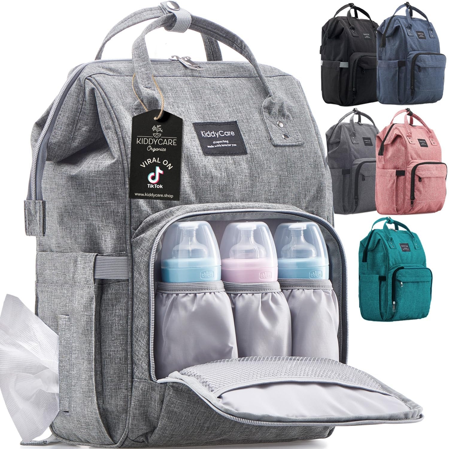 Diaper Bag Backpack – Multi-Function Baby Bag, Maternity Nappy Bags for Travel, Large Capacity, Waterproof, Durable & Stylish for Woman and Men, Gray