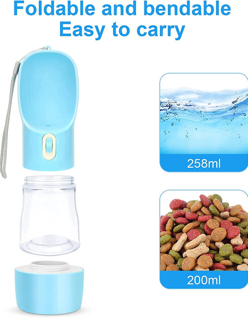 Load image into Gallery viewer, Portable Dog Water Bottle for Walking, Leak Proof Puppy Water Bottle with Food Container, Lightweight Pet Water Bottle for Hiking, Easy to Carry, BPA Free (Blue)
