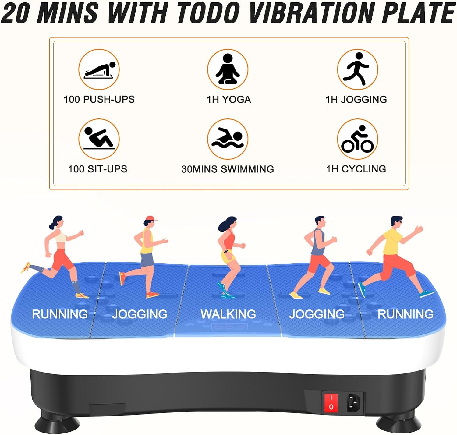 Vibration Plate Exercise Machine Whole Body Vibration Machine with Remote Control for Pain Relief, Lymphatic Drainage, Weight Loss(3 Resistance Loops/Resistance Bands)