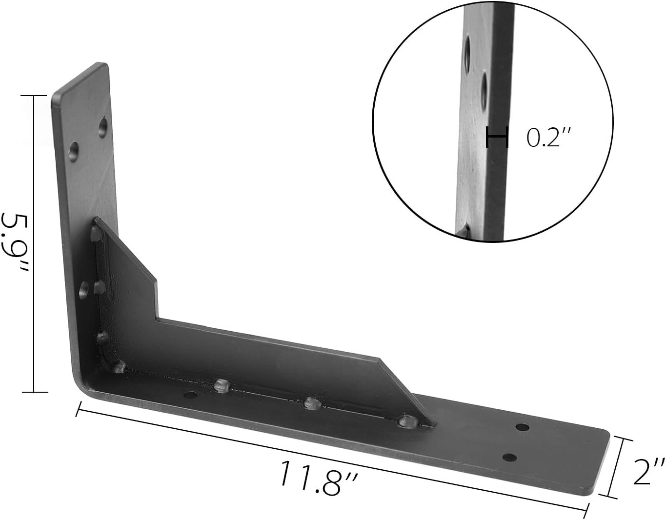 Heavy Duty Rustic Shelf Brackets, 12" X 6" Max Load 330 Lb 5 Mm Thick Iron Industrial Shelves Brackets Black Metal Farmhouse Wall Mounted Floating L Support for Hanging DIY Open Shelving