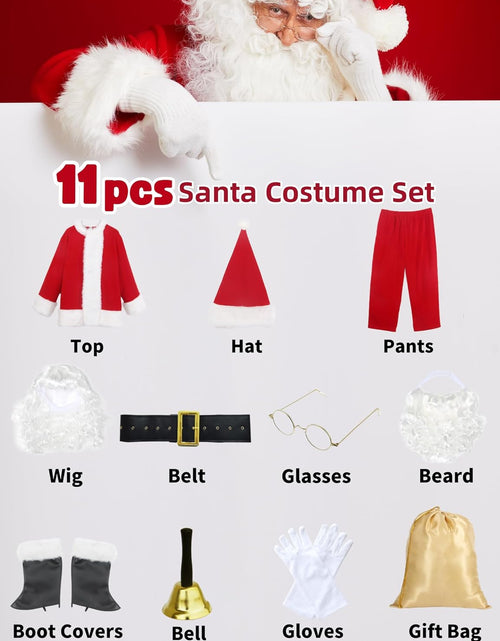 Load image into Gallery viewer, Men&#39;S Deluxe Santa Suit 11Pc. Christmas Ultra Velvet Adult Santa Claus Costume
