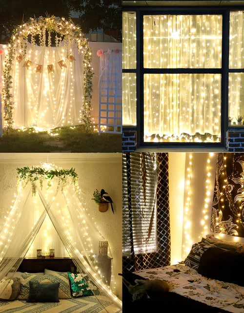 Load image into Gallery viewer, Window Curtain Light,300Led 9.8X9.8Ft Multicolor Twinkle Lights,Usb Plug-In 8 Modes Fairy Hanging String Light with Remote for Bedroom, Wedding, Party, Wall
