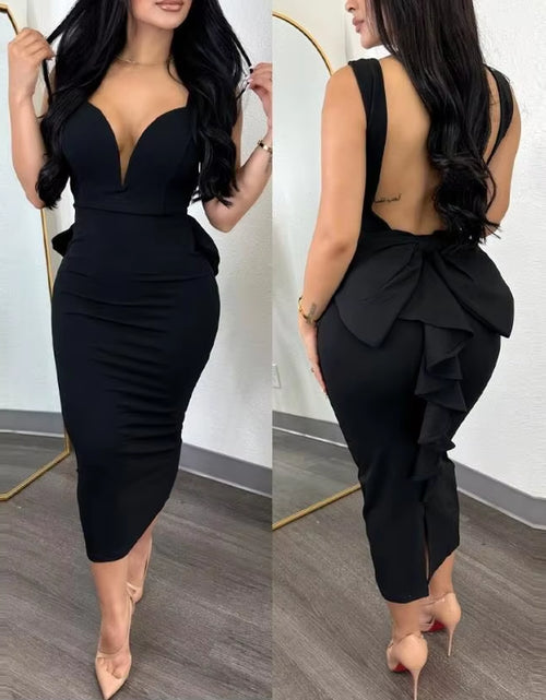 Load image into Gallery viewer, Elegant Dresses for Women Sexy Plunge Ruffle Hem Backless Party Dress 2023 Autumn Summer Spring Fashion Casual
