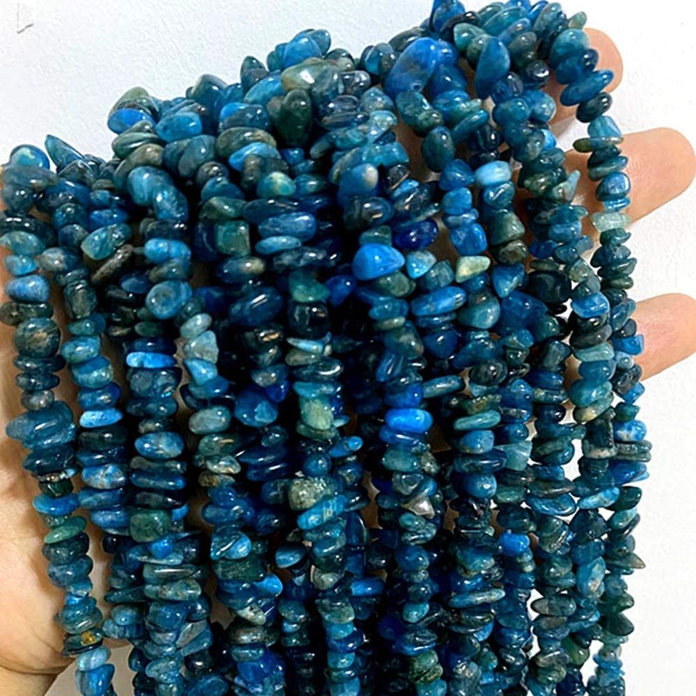 5-8Mm Natral Healing Gemstone Waist Bracelets Necklace Kit Irregular Stone DIY Crafts Design Jewelry Making 1 Strand per Bag Approxi 34 Inch (Blue Apatite Chips)