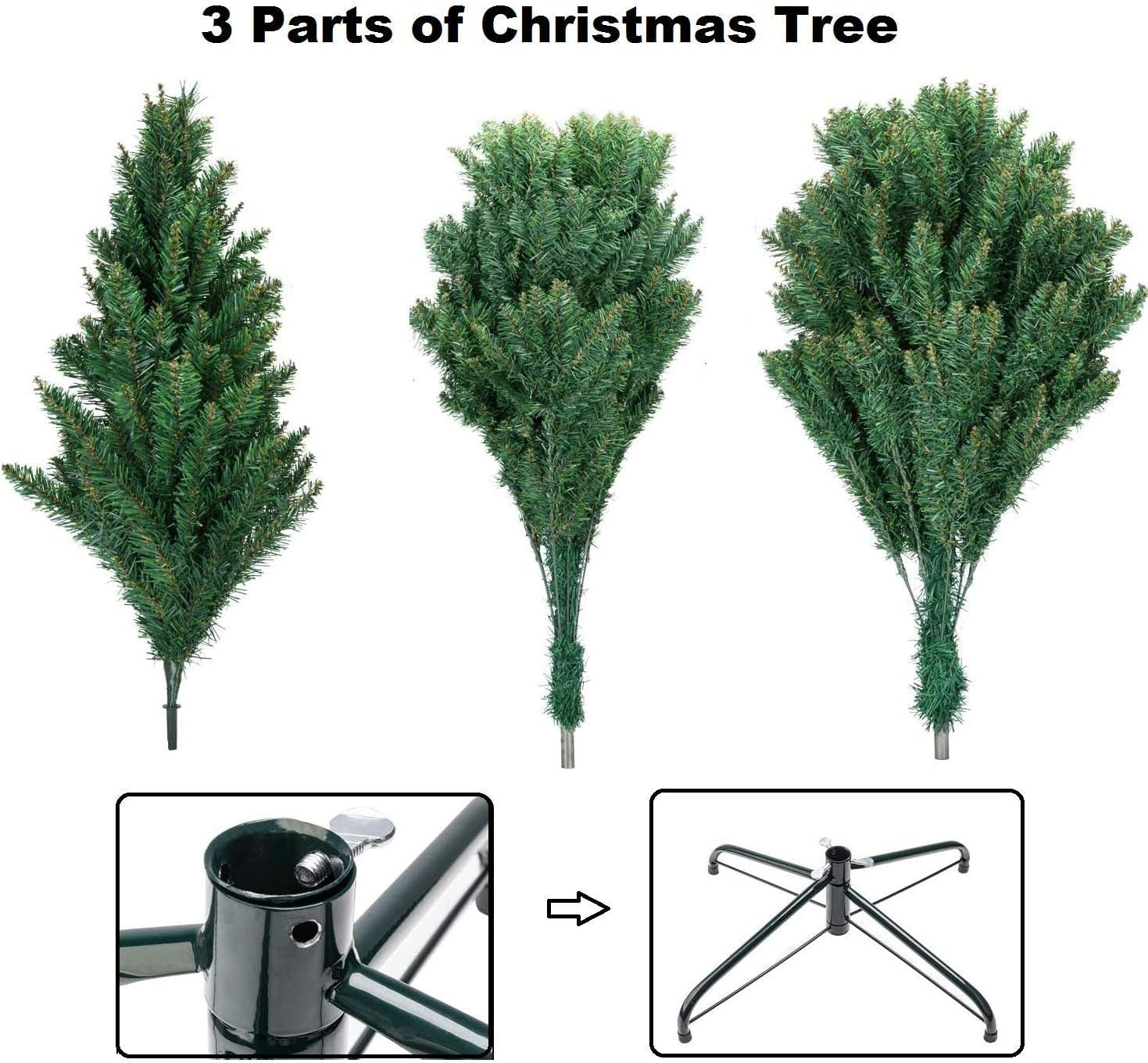 Christmas Tree - 6FT Christmas Trees with Christmas Tree Skirt and Ribbon for Christmas Decorations, Artificial Christmas Tree as for Indoor/Outdoor Holiday Decoration, Green, 5.9Ft