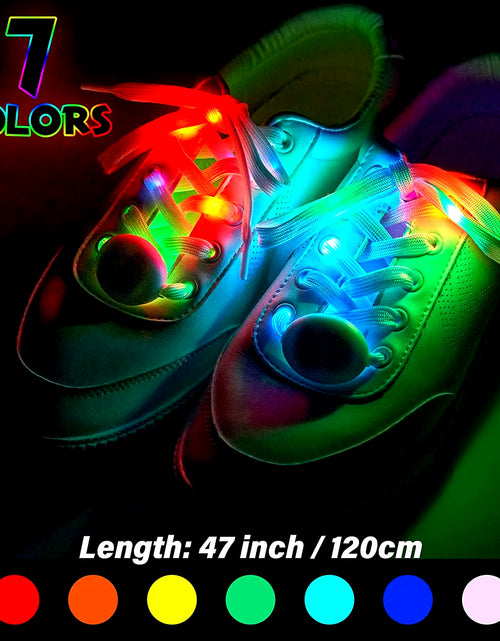 Load image into Gallery viewer, 2Pcs LED Sport Luminous Shoelaces Glow Shoe Strings round Flash Light Shoelaces Batteries No Tie Lazy Shoe Laces Party Decor
