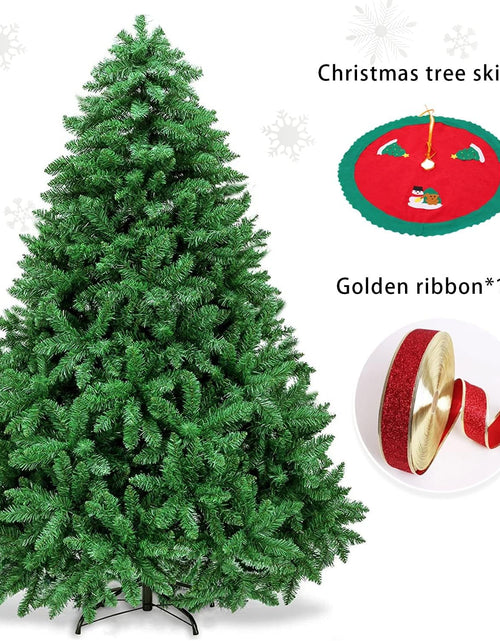 Load image into Gallery viewer, Christmas Tree - 6FT Christmas Trees with Christmas Tree Skirt and Ribbon for Christmas Decorations, Artificial Christmas Tree as for Indoor/Outdoor Holiday Decoration, Green, 5.9Ft
