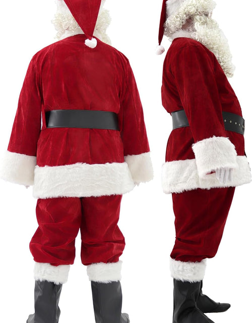 Load image into Gallery viewer, Men&#39;S Deluxe Santa Suit 11Pc. Christmas Ultra Velvet Adult Santa Claus Costume
