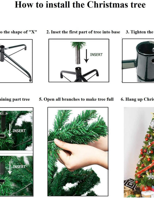 Load image into Gallery viewer, Christmas Tree - 6FT Christmas Trees with Christmas Tree Skirt and Ribbon for Christmas Decorations, Artificial Christmas Tree as for Indoor/Outdoor Holiday Decoration, Green, 5.9Ft
